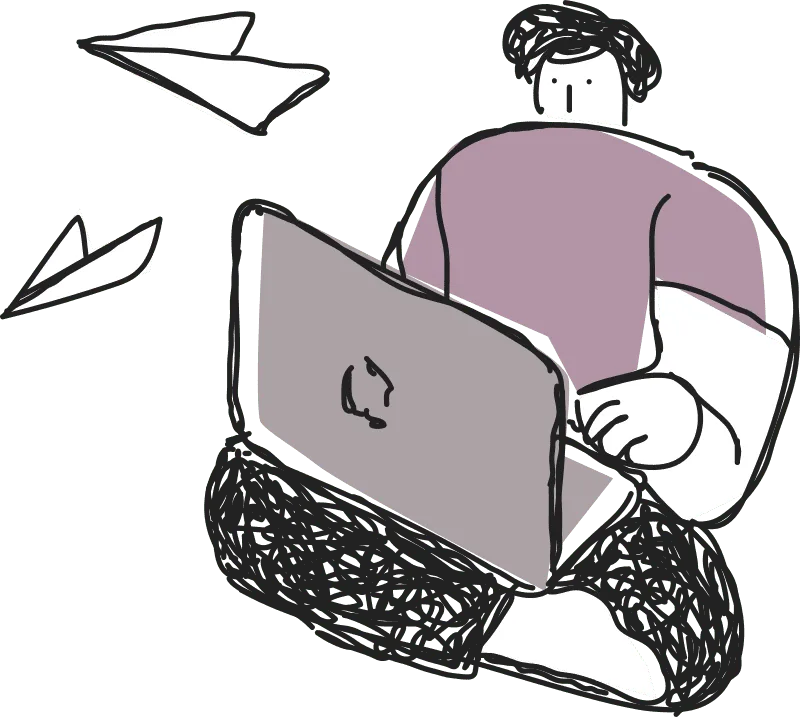 Illustration: Person am Laptop