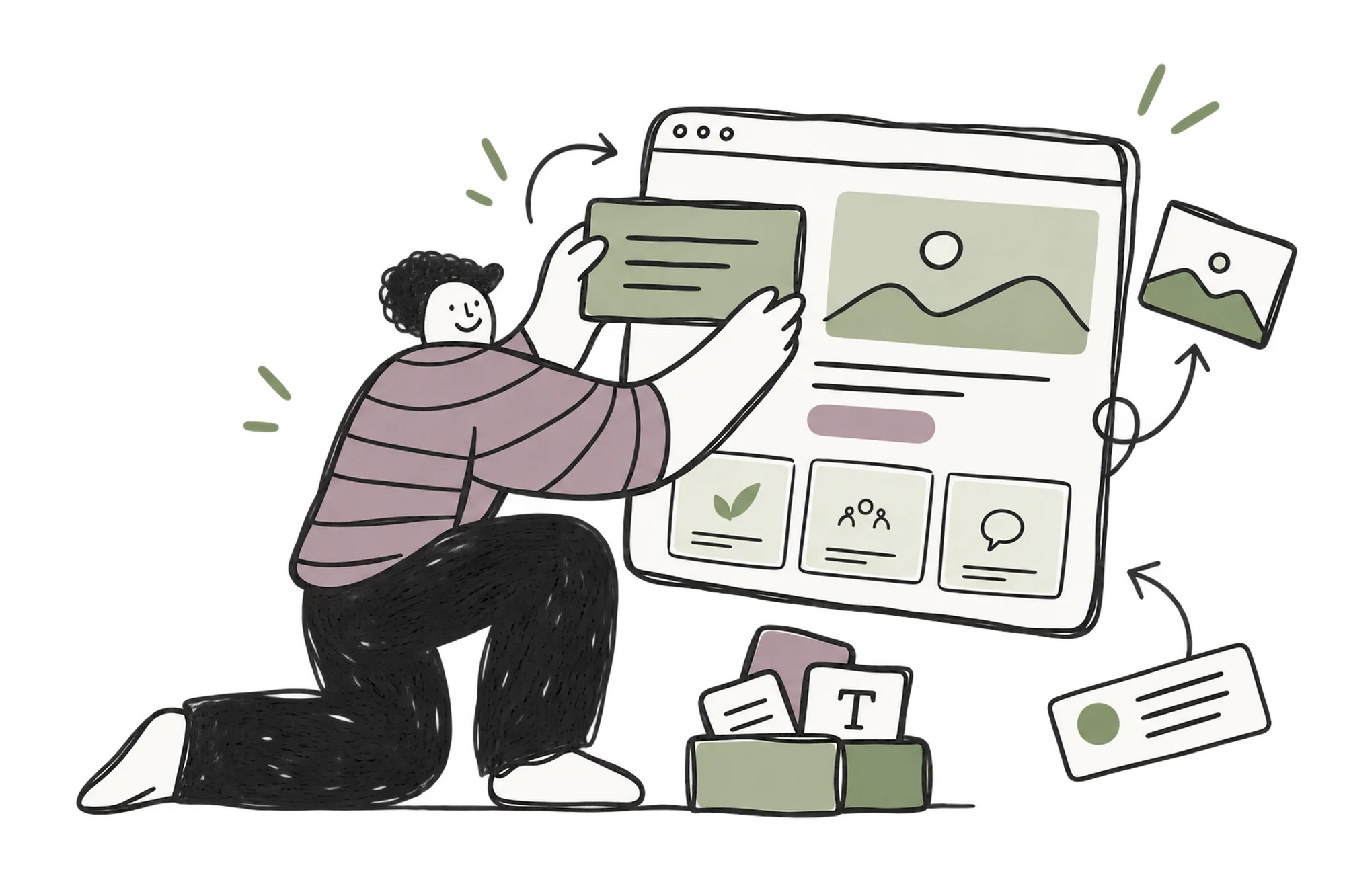 Illustration: Webdesignerin gestaltet eine Website