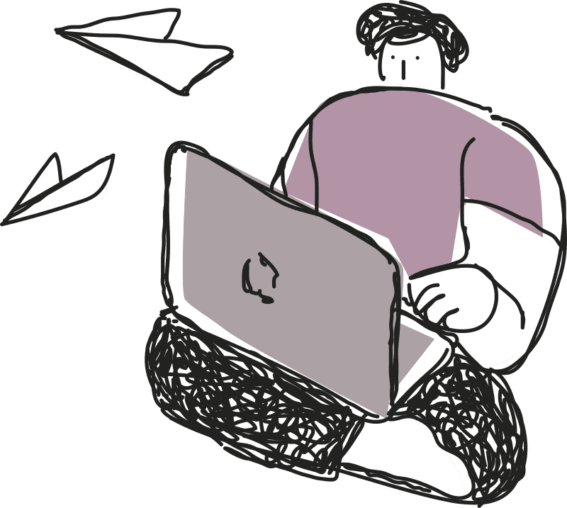 Illustration: Person arbeitet am Laptop